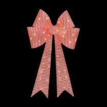 Home Accents Holiday 36 in. Pre-Lit Red/White Striped Tinsel Bow-TY339-1314-0 205983399