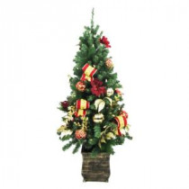 Home Accents Holiday 4 ft. Battery Operated Plaza Potted Artificial Christmas Tree with 50 Clear LED Lights-BOWOTHD173G 205915444