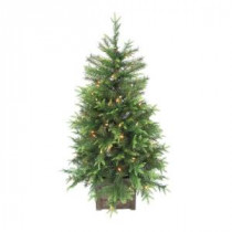 Home Accents Holiday 4 ft. Pre-Lit Grand Fir Potted Artificial Christmas Tree with 100 Clear Lights and Wood Pot-MELO621100THY 206771165