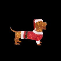 Home Accents Holiday 40 in. LED Lighted Tinsel Dachshund in Santa Coat and Hat-TY752-1614-0 206963171