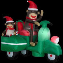 Home Accents Holiday 5 ft. Airblown Lighted Large Sock Monkeys in Scooter Scene-85931X 203462231