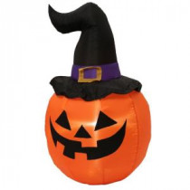 Home Accents Holiday 5 ft. H Inflatable Outdoor Pumpkin with Witch Hat-58758 205832724