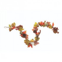 Home Decorators Collection Green Harvest 6 in. Garland with Pumpkin, Gourd and Maple Leaf-9748500730 300134221