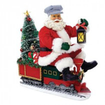 Kurt S. Adler 9.5 in. Fabriche Battery-Operated Santa on Train with LED Tree-C7458 300587895