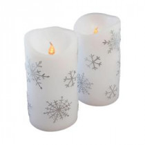 Lumabase 6 in. Silver Snowflake Flameless Candles (Set of 2)-92102 205492688