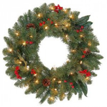 Martha Stewart Living 24 in. Winslow Artificial Wreath with 35 Clear Lights-GD20P4598C00 205915414