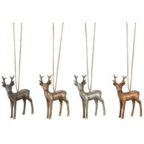 Martha Stewart Living 3 in. Etched Metallic Deer Christmas Ornaments (Set of 4)-9732600730 300261550