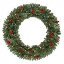 Martha Stewart Living 48 in. Battery Operated Winslow Artificial Wreath with 120 Clear LED Lights-GD40P4598L00 205983429