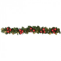 Martha Stewart Living 6 ft. Pre-Lit Garland with Magnolias and Ornaments-9754700610 300268129