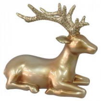 Martha Stewart Living 9 in. Winter's Wonder Gold Sitting Reindeer-LX1289-G 205930688