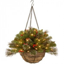 National Tree Company 20 in. Crestwood Spruce Hanging Basket with Battery Operated Warm White LED Lights-CW7-300-20H-B1 300487215