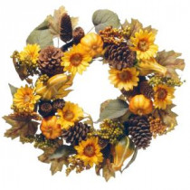 National Tree Company 22 in. Wreath with Pumpkins and Sunflowers-RAHV-15560W22 207123490