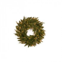 National Tree Company 24 in. Feel-Real Frasier Grande Artificial Wreath with 70 Clear Lights-PEFG4-330-24W 204248706