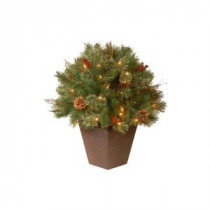 National Tree Company 24 in. Glistening Pine Topiary Bush with 50 Clear Lights-GN19-24TLO 204485834