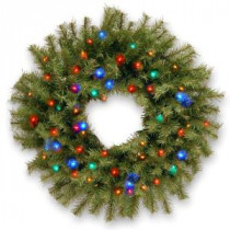National Tree Company 24 in. Norwood Fir Artificial Wreath with Battery Operated Multicolor LED Lights-NF3-309-24W-B 300182912