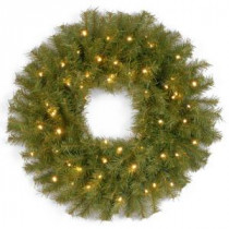 National Tree Company 24 in. Norwood Fir Artificial Wreath with Battery Operated Warm White LED Lights-NF3-308-24W-B 300182911