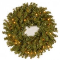 National Tree Company 24 in. Norwood Fir Artificial Wreath with Clear Lights-NF-24WLO-1 300182902