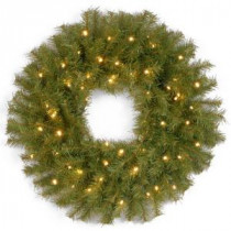 National Tree Company 24 in. Norwood Fir Artificial Wreath with Warm White LED Lights-NF-304L-24W-1 300182897