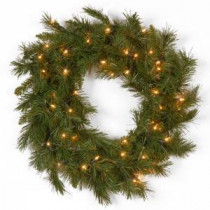 National Tree Company 24 in. Winchester Pine Artificial Wreath with Clear Lights-WCH7-300-24W-1 300182752