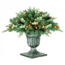 National Tree Company 26 in. Copenhagen Blue Spruce Potted Artificial Porch Bush with Pinecones with 50 Clear Lights-PECG3-307-24P 206084837