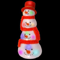 National Tree Company 29 in. Tower of Snowman Heads with Red Hat and Red Scarf with 20 Multi-Color Flashing Indoor LED Lights CUL-MZSH-29CL-A 204248705