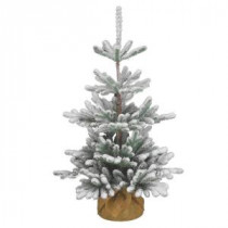 National Tree Company 3-1/2 ft. Feel-Real Snowy Imperial Blue Spruce Tree with Bark Pole in Burlap Base-PEISB3-700-35 207183271