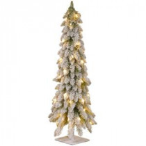 National Tree Company 3 ft. Snowy Downswept Forestree Artificial Christmas Tree with Metal Plate and Clear Lights-FTDF1-36ALO-1 207183172