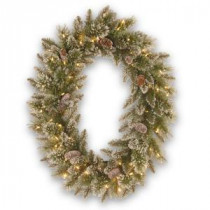 National Tree Company 30 in. Glittery Bristle Pine Artificial Wreath with Battery Operated Warm White LED Lights-GB3-307-30WBC 300182853