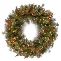 National Tree Company 30 in. Wintry Pine Artificial Wreath with Clear Lights-WP1-300-30W-1 300182791