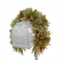 National Tree Company 36 in. Colonial Mailbox Swag with Battery Operated Warm White LED Lights-PECO7-395-36MB 300487244