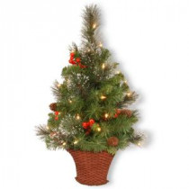 National Tree Company 36 in. Crestwood Spruce Half Tree with Battery Operated Warm White LED Lights-CW7-306-3HT-B 300487162