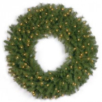 National Tree Company 36 in. Norwood Fir Artificial Wreath with Clear Lights-NF-36WLO-1 300182914