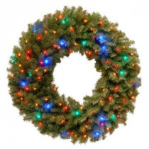 National Tree Company 36 in. Norwood Fir Artificial Wreath with Multicolor LED Lights-NF-309L-36W-1 300182900