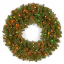 National Tree Company 36 in. Norwood Fir Artificial Wreath with Multicolor Lights-NF-36WRLO-1 300182908