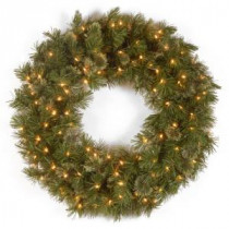 National Tree Company 36 in. Wispy Willow Artificial Wreath with Clear Lights-WO1-36WLO-1 300182755