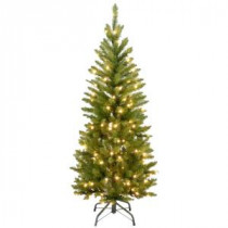 National Tree Company 4-1/2 ft. Kingswood Fir Hinged Pencil Artificial Christmas Tree with Clear Lights-KW7-300-45 207183182