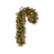 National Tree Company 42 in. Wintry Pine Artificial Candycane with Cones, Red Berries and Snowflakes with 50 Clear Lights-UL-WP1-315-42-1 204248715