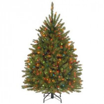 National Tree Company 4.5 ft. Dunhill Fir Artificial Christmas Tree with Multicolor Lights-DUH-45RLO 207183151