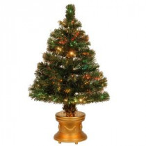 National Tree Company 48 in. Fiber Optic Radiance Fireworks Artificial Christmas Tree and Gold Base-SZRX7-100-48 100482800