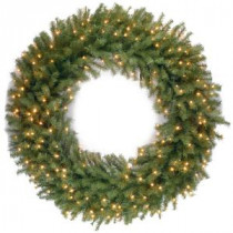National Tree Company 48 in. Norwood Fir Artificial Wreath with Warm White LED Lights-NF-318L-48W 300154633