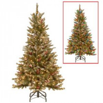 National Tree Company 5 ft. PowerConnect Frosted Mountain Fir Artificial Christmas Slim Tree with Dual Color LED Lights-DUF3-301PD-50M 300443215
