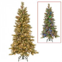 National Tree Company 5 ft. PowerConnect Glittering Pine Artificial Christmas Slim Tree with Dual Color LED Lights-GB3-304PD-50M 300443185