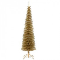 National Tree Company 6.5 ft. Decorator’s Slim Champagne Tinsel Artificial Christmas Tree-DEC7-502-65-H 207183138
