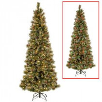 National Tree Company 6.5 ft. PowerConnect Glittering Pine Artificial Christmas Slim Tree with Dual Color LED Lights-GB3-304PD-65M 300443154