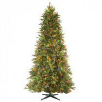 National Tree Company 6.5 ft. PowerConnect Tiffany Fir Artificial Christmas Slim Tree with Multicolor Lights-PETF4-305P-65MS 300443236