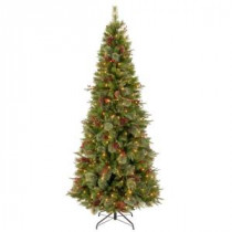 National Tree Company 7-1/2 ft. Feel Real Colonial Slim Hinged Artificial Christmas Tree with 400 Clear Lights-PECO4-300-75 207183238