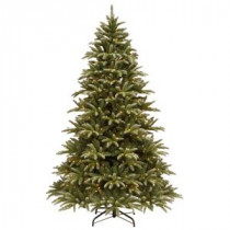 National Tree Company 7-1/2 ft. Feel Real Frosted Green Ridge Fir Hinged Artificial Christmas Tree with 750 Clear Lights-PEGR4-300-75 207183263