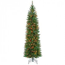 National Tree Company 7 ft. Kingswood Fir Pencil Artificial Christmas Tree with Multicolor Lights-KW7-313-70 207183189