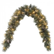 National Tree Company 72 in. Glittery Bristle Pine Mantel Swag with Clear Lights-GB1-300-6M-1 300487214
