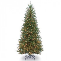 National Tree Company 7.5 ft. Dunhill Fir Slim Artificial Christmas Tree with Clear Lights-DUGSLH7-75LO-S1 207183144